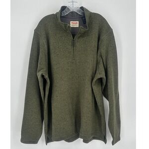 Wrangler Authentics Olive Green Quarter Zip Fleece‎ Pullover 2XL